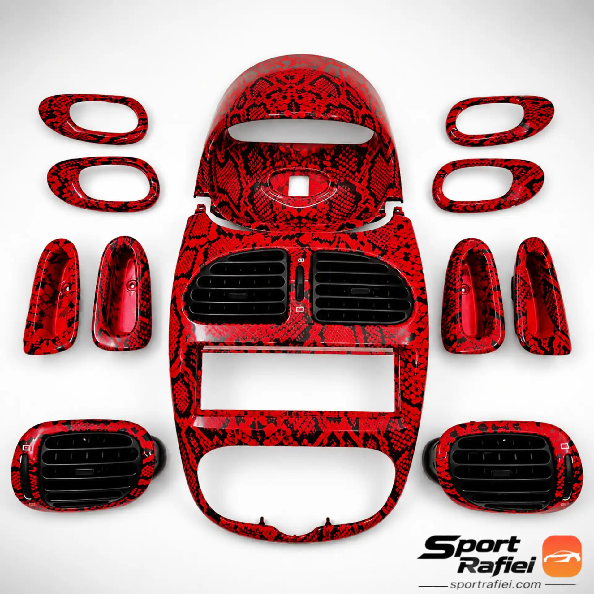 Sportrafiei-14050314839 دکوراتیو 12 عددی پژو 206 طرح کربن قرمز مشکی مارپنت - فروشگاه لوازم اسپرت رفیعی