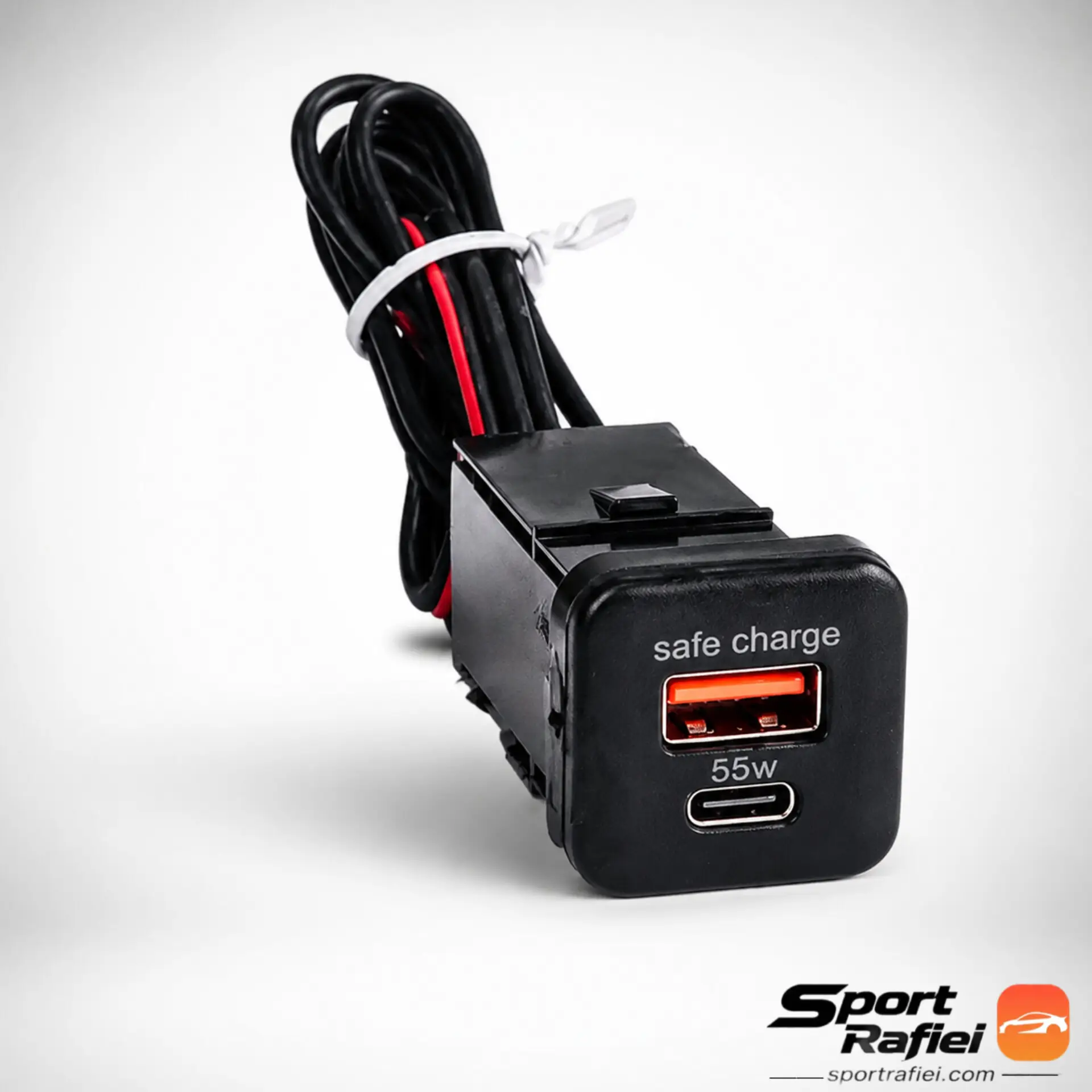 Sportrafiei-140503221600 کیت پورت شارژر فابریک پژو 207 (USB & Type-C) توان 55 وات
