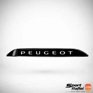 وردپلیت شیشه عقب 206 و 207 هایگلس مشکی براق با حروف برجسته کرومی طرح PEUGEOT نصب شده روی ماشین